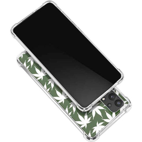 Marijuana Leaf White Pattern Galaxy A32 5G Clear Case
