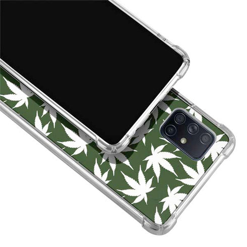 Marijuana Leaf White Pattern Galaxy A51 5G Clear Case