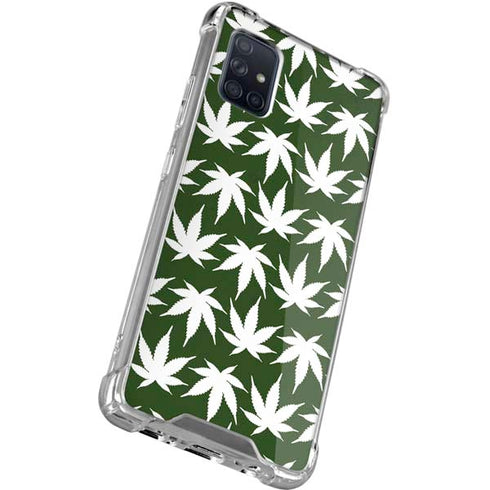 Marijuana Leaf White Pattern Galaxy A51 5G Clear Case