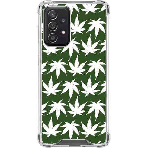 Marijuana Leaf White Pattern Galaxy A52 5G Clear Case