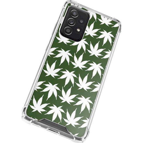 Marijuana Leaf White Pattern Galaxy A52 5G Clear Case