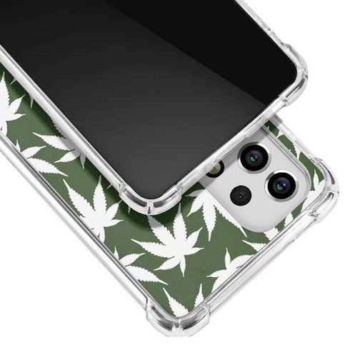 Marijuana Leaf White Pattern Galaxy A53 5G Clear Case