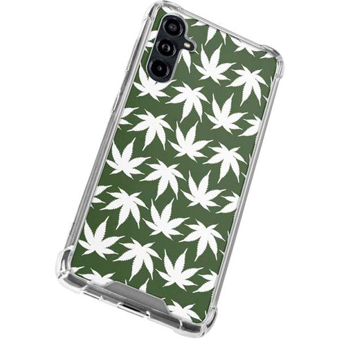 Marijuana Leaf White Pattern Galaxy A54 5G Clear Case