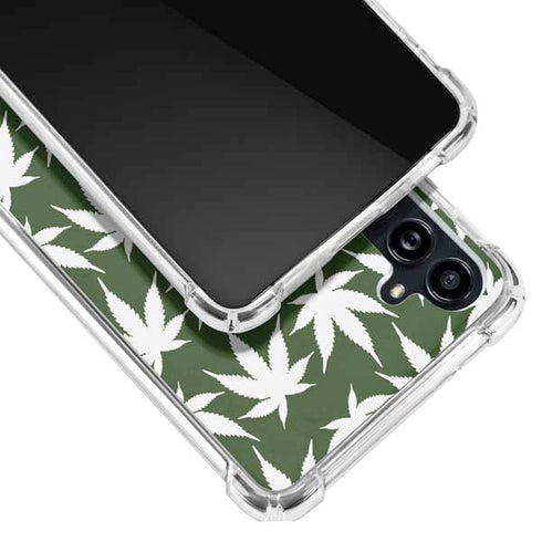 Marijuana Leaf White Pattern Galaxy A54 5G Clear Case