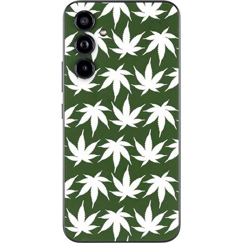 Marijuana Leaf White Pattern Galaxy A54 5G Skin