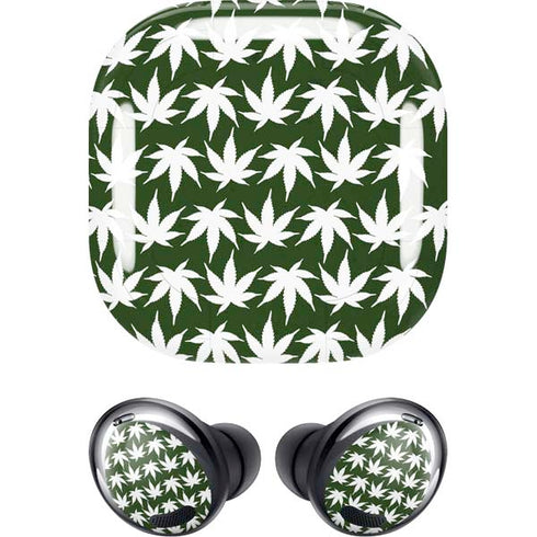 Marijuana Leaf White Pattern Galaxy Buds Pro Skin