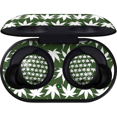 Marijuana Leaf White Pattern Galaxy Buds Skin