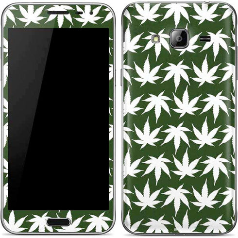 Marijuana Leaf White Pattern Galaxy J3 Skin