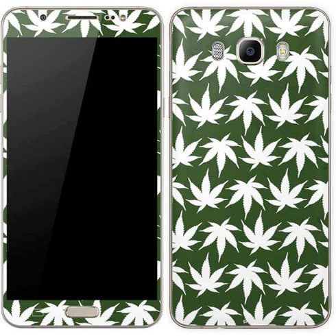 Marijuana Leaf White Pattern Galaxy J7 Skin