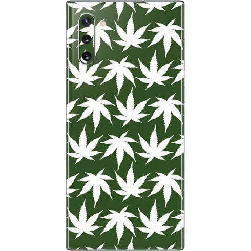 Marijuana Leaf White Pattern Galaxy Note 10 Skin