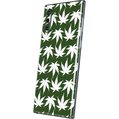 Marijuana Leaf White Pattern Galaxy Note 10 Skin