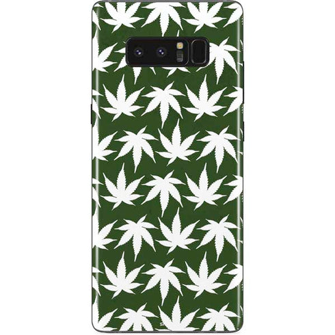 Marijuana Leaf White Pattern Galaxy Note 8 Skin