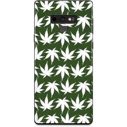 Marijuana Leaf White Pattern Galaxy Note 9 Skin