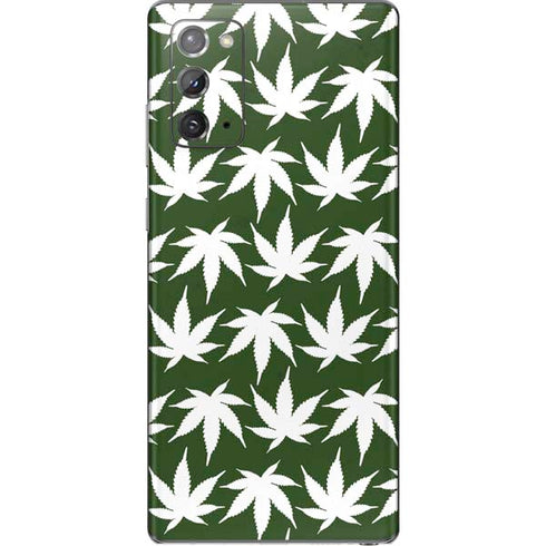 Marijuana Leaf White Pattern Galaxy Note20 5G Skin