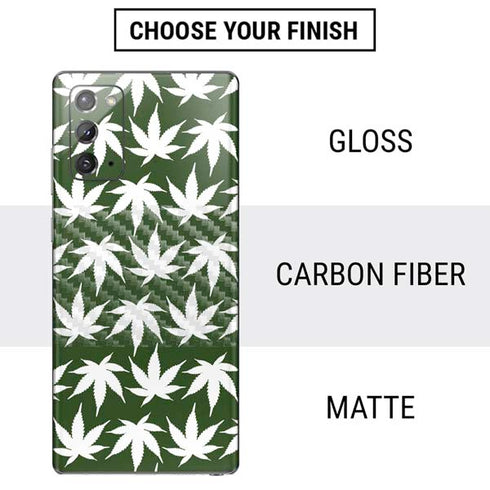 Marijuana Leaf White Pattern Galaxy Note20 5G Skin
