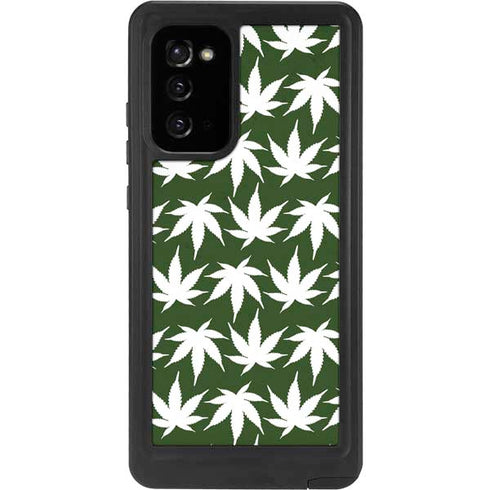 Marijuana Leaf White Pattern Galaxy Note20 5G Waterproof Case