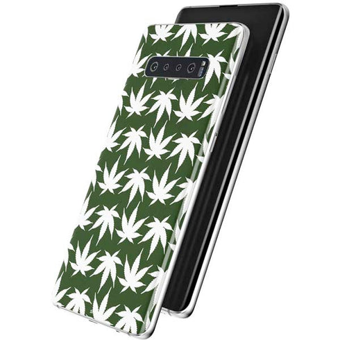 Marijuana Leaf White Pattern Galaxy S10 Plus Skin
