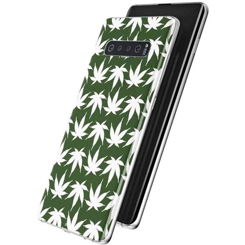 Marijuana Leaf White Pattern Galaxy S10 Skin
