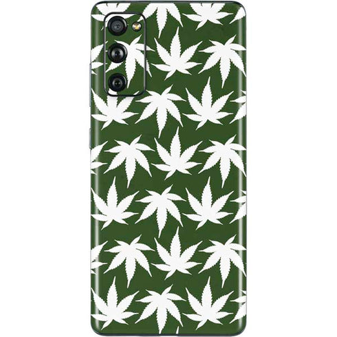 Marijuana Leaf White Pattern Galaxy S20 Fan Edition Skin