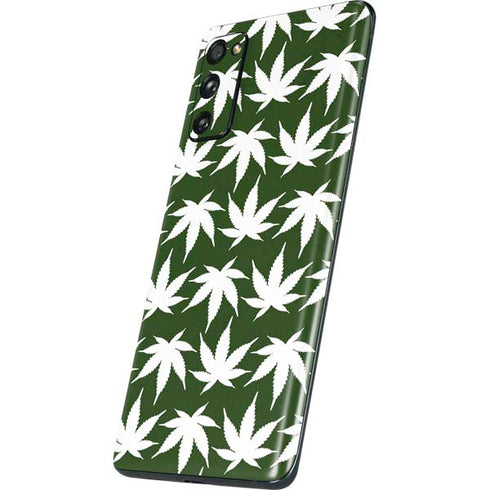 Marijuana Leaf White Pattern Galaxy S20 Fan Edition Skin