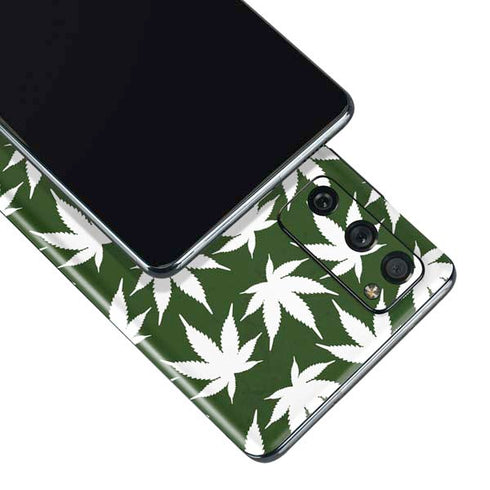 Marijuana Leaf White Pattern Galaxy S20 Fan Edition Skin