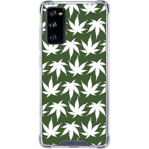 Marijuana Leaf White Pattern Galaxy S20 FE Clear Case