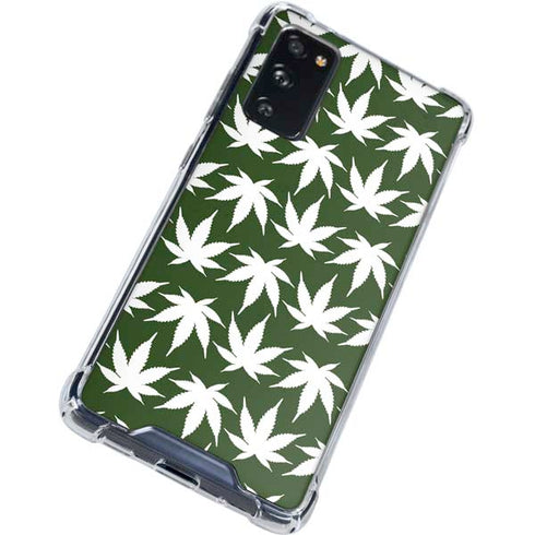 Marijuana Leaf White Pattern Galaxy S20 FE Clear Case