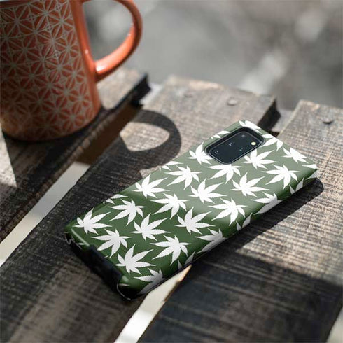 Marijuana Leaf White Pattern Galaxy S20 Plus Pro Case