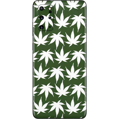 Marijuana Leaf White Pattern Galaxy S20 Plus Skin