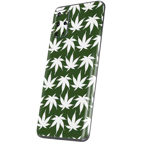 Marijuana Leaf White Pattern Galaxy S20 Plus Skin