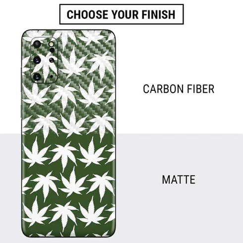 Marijuana Leaf White Pattern Galaxy S20 Plus Skin