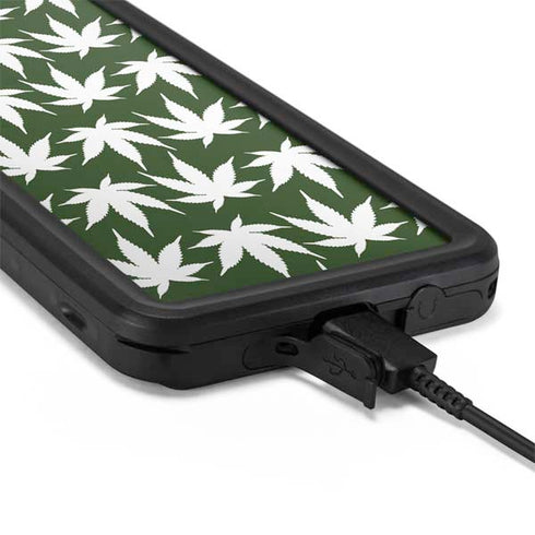 Marijuana Leaf White Pattern Galaxy S20 Plus Waterproof Case