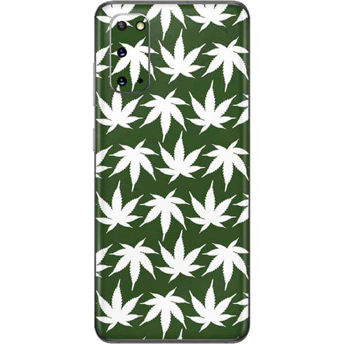 Marijuana Leaf White Pattern Galaxy S20 Skin