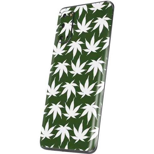Marijuana Leaf White Pattern Galaxy S20 Skin
