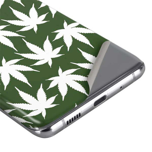 Marijuana Leaf White Pattern Galaxy S20 Skin