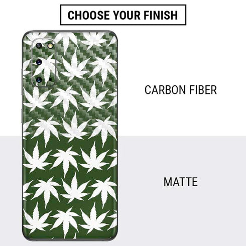 Marijuana Leaf White Pattern Galaxy S20 Skin