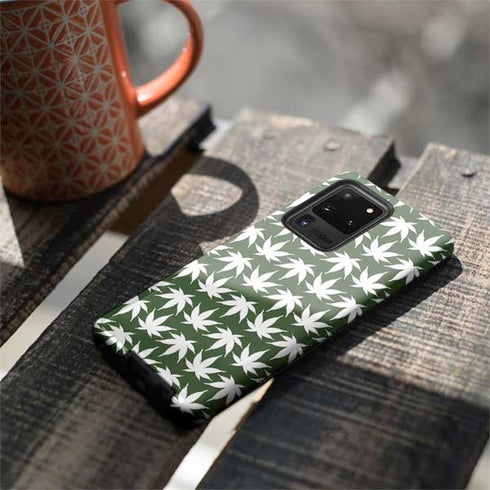 Marijuana Leaf White Pattern Galaxy S20 Ultra 5G Pro Case