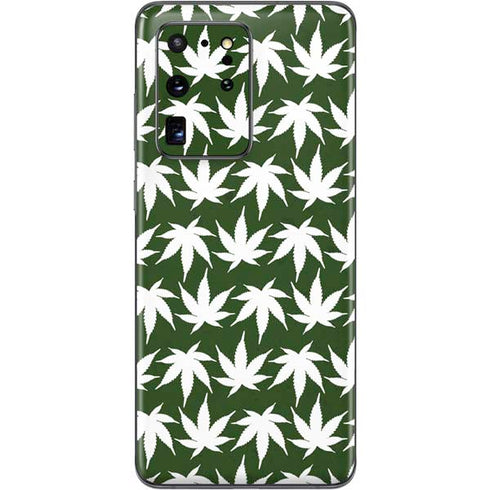 Marijuana Leaf White Pattern Galaxy S20 Ultra 5G Skin