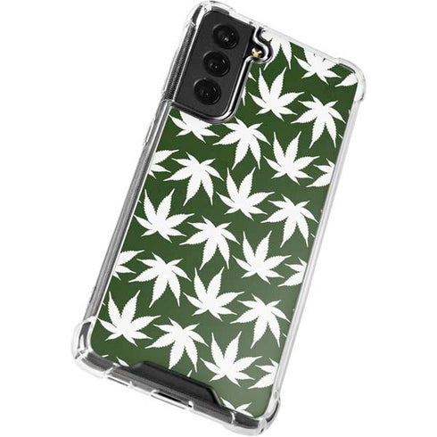 Marijuana Leaf White Pattern Galaxy S21 FE Clear Case