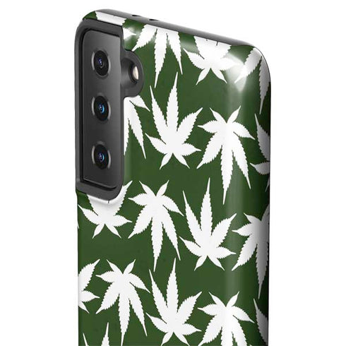 Marijuana Leaf White Pattern Galaxy S21 Plus 5G Pro Case