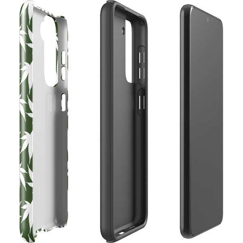 Marijuana Leaf White Pattern Galaxy S21 Plus 5G Pro Case