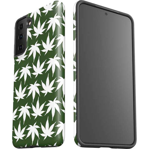 Marijuana Leaf White Pattern Galaxy S21 Plus 5G Pro Case