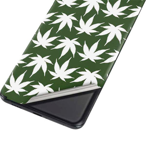 Marijuana Leaf White Pattern Galaxy S21 Plus 5G Skin