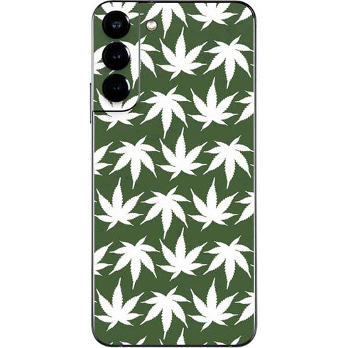 Marijuana Leaf White Pattern Galaxy S22 Plus Skin
