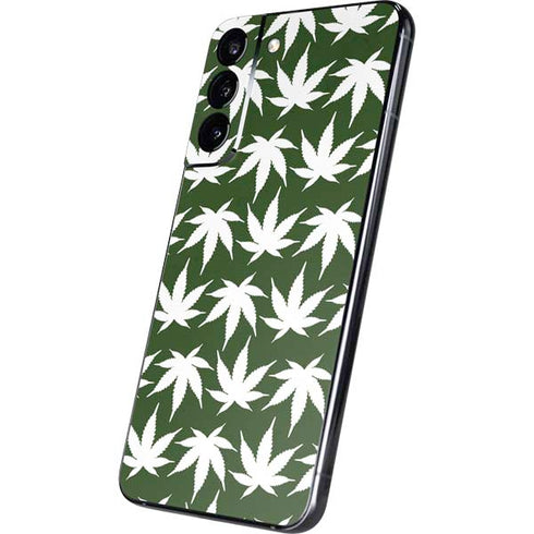 Marijuana Leaf White Pattern Galaxy S22 Plus Skin