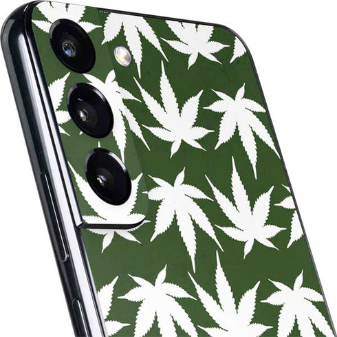 Marijuana Leaf White Pattern Galaxy S22 Plus Skin