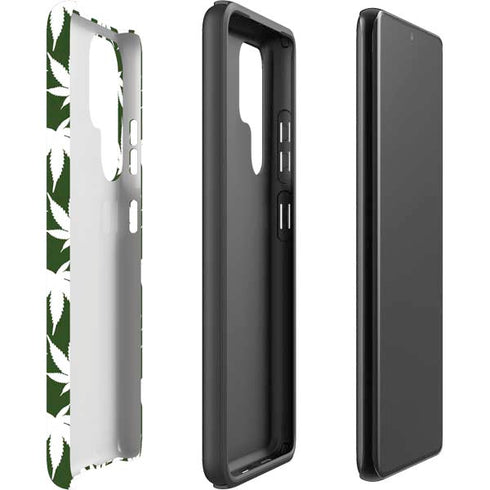 Marijuana Leaf White Pattern Galaxy S22 Ultra Pro Case
