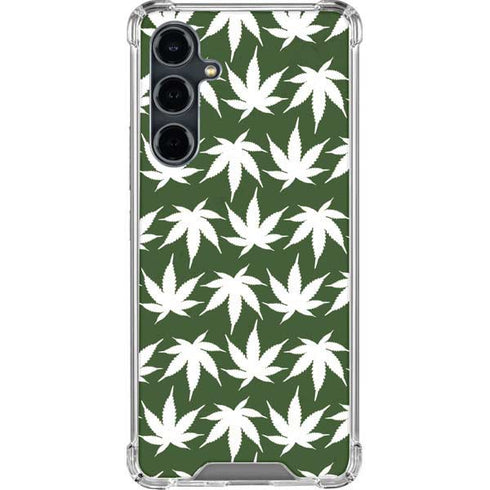 Marijuana Leaf White Pattern Galaxy S23 FE Clear Case