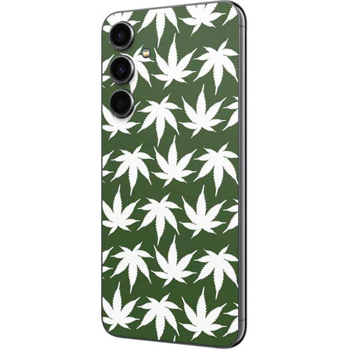 Marijuana Leaf White Pattern Galaxy S23 FE Skin