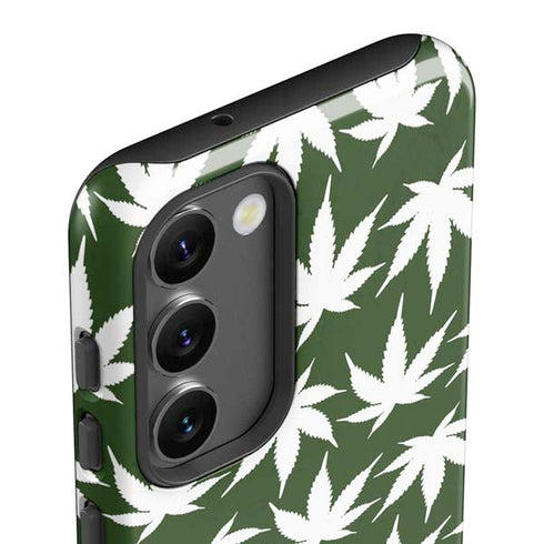 Marijuana Leaf White Pattern Galaxy S23 Plus Pro Case